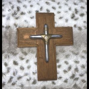 Vintage Rustic Mexican Cross Metal/Wood (God Bless Your New Year!)